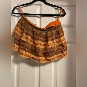 Free People Ruffled Sleeveless Cropped Shirt- Sz S